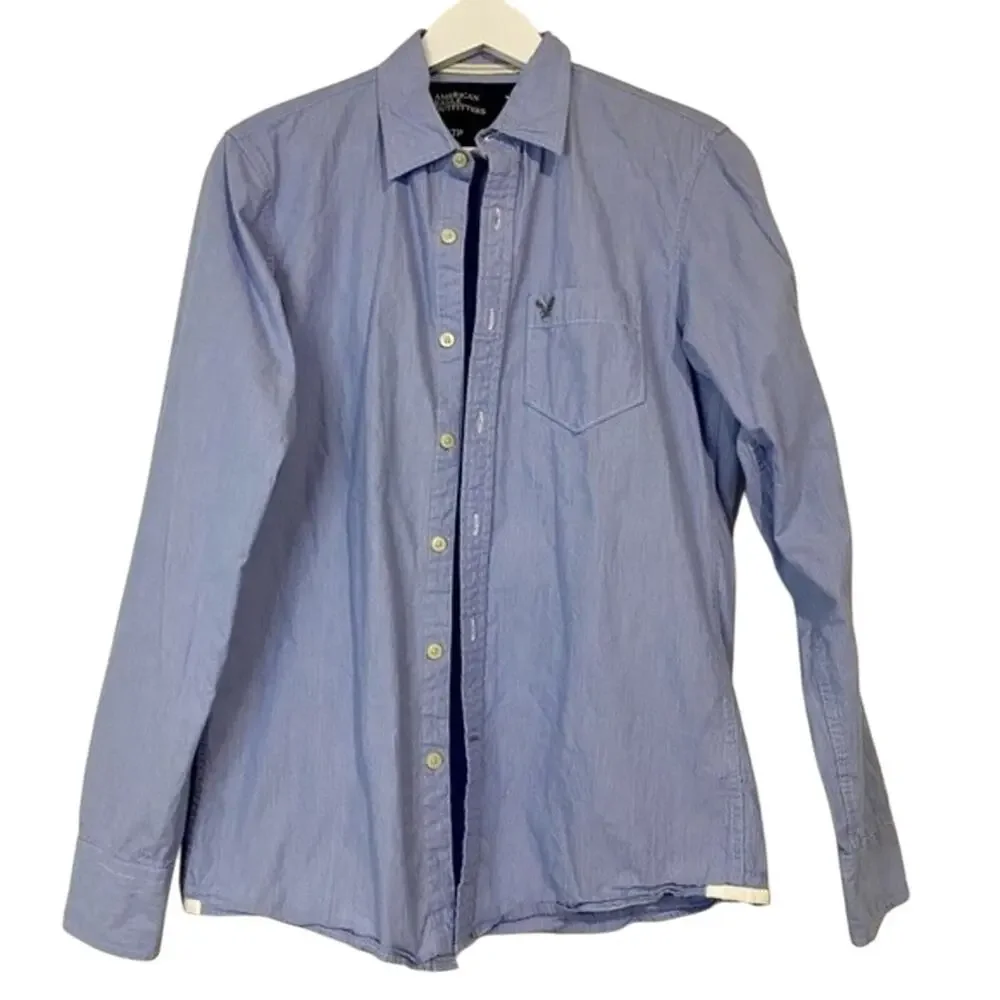 American Eagle Outfitters Men’s Button Down Collared Shirt Blue Size XS EUC